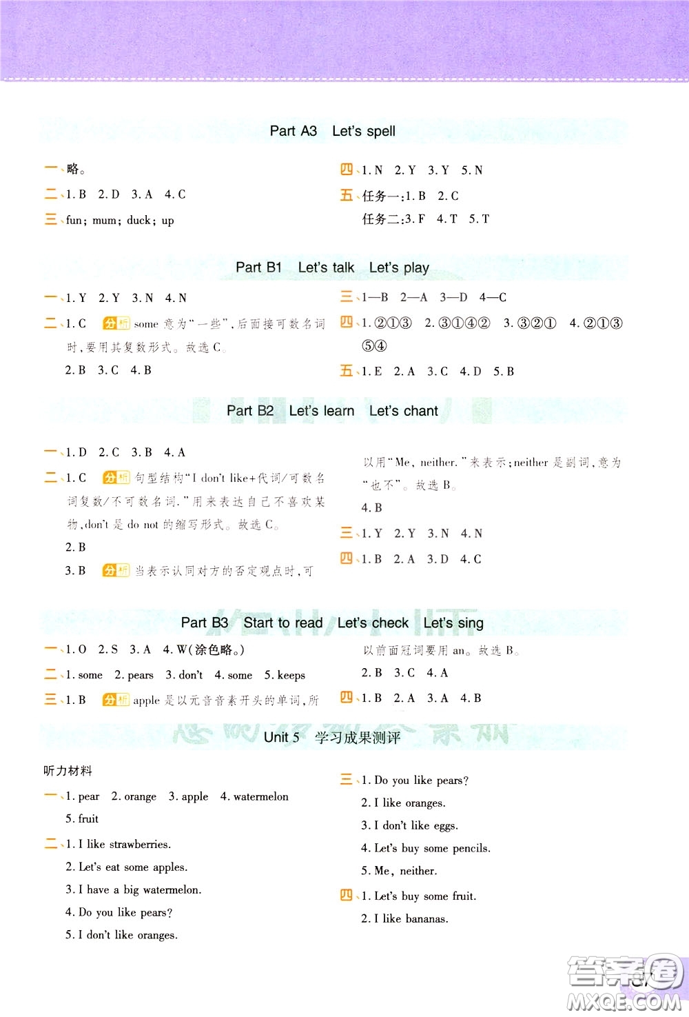 2020年黃岡同步練一日一練三年級起點(diǎn)英語3年級下冊PEP人教版參考答案