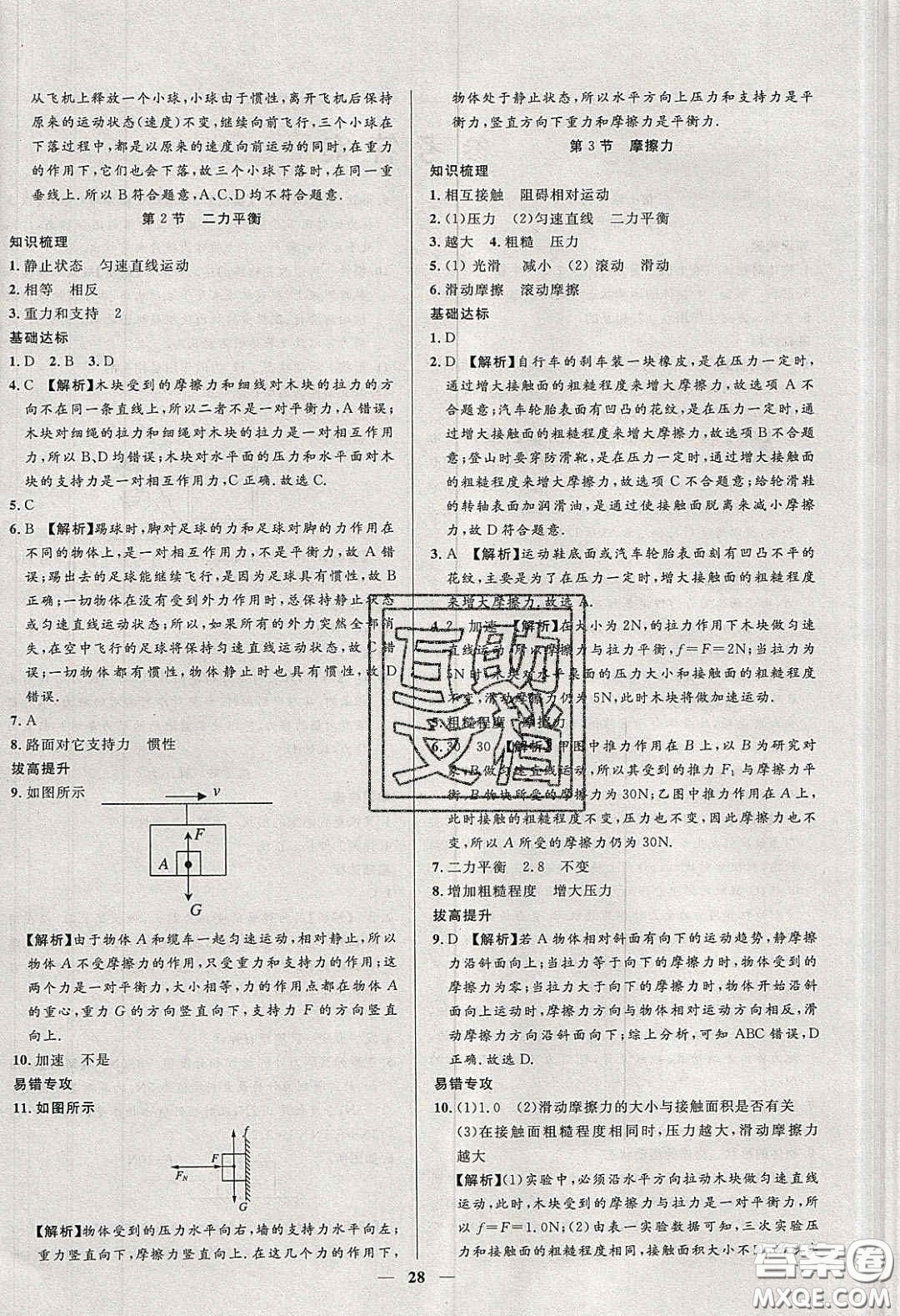 2020年春高分計(jì)劃中考版創(chuàng)新作業(yè)八年級(jí)物理下冊(cè)人教版答案