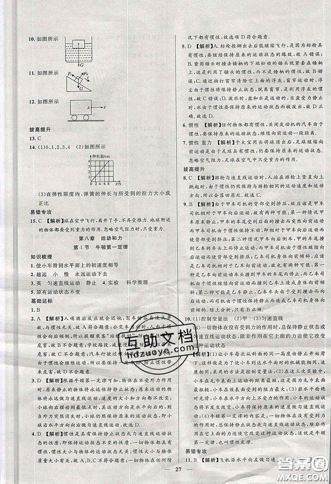 2020年春高分計(jì)劃中考版創(chuàng)新作業(yè)八年級(jí)物理下冊(cè)人教版答案