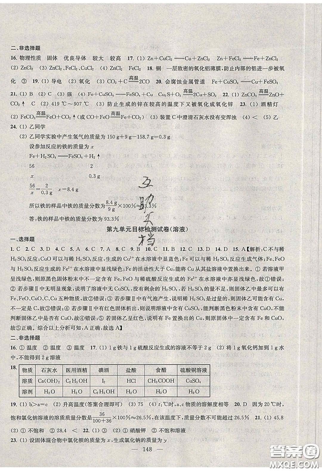 2020金鑰匙1加1課時作業(yè)加目標檢測九年級化學(xué)下冊全國版答案