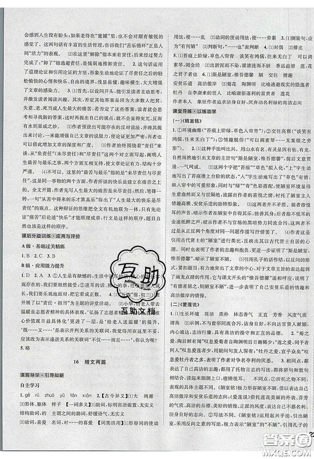 2020年名校秘題全程導(dǎo)練導(dǎo)學(xué)案七年級(jí)語(yǔ)文下冊(cè)人教版答案