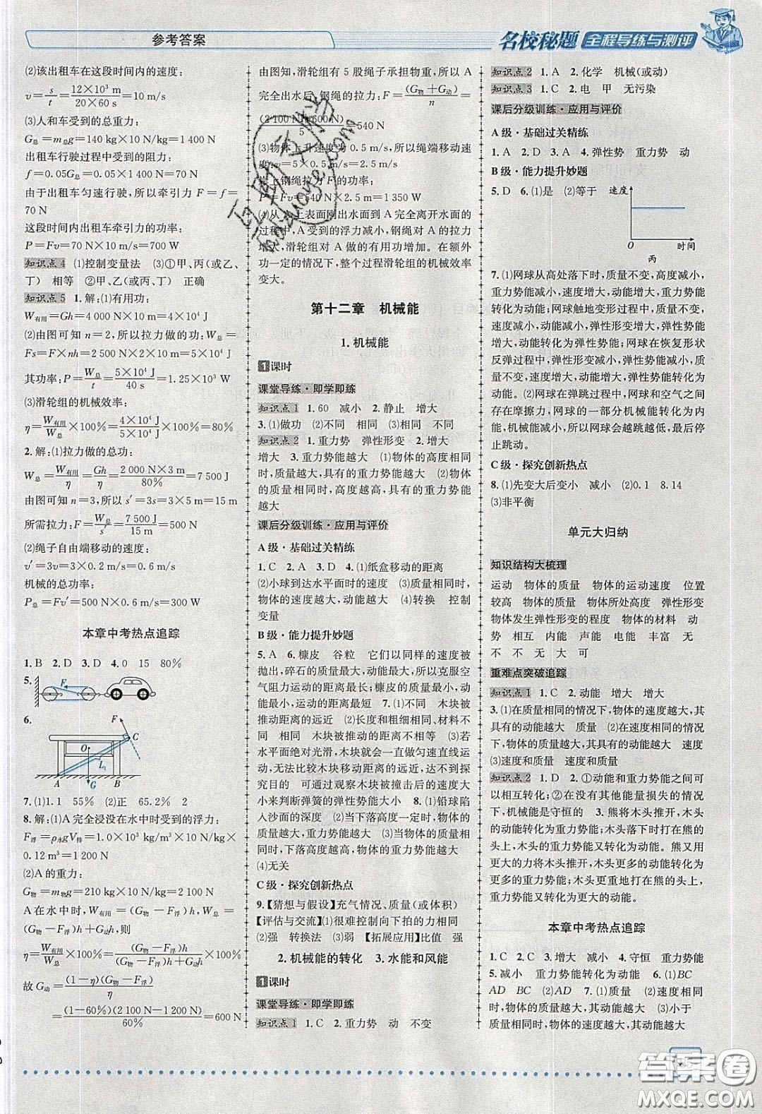 2020年名校秘題全程導(dǎo)練導(dǎo)學(xué)案八年級物理下冊教科版答案