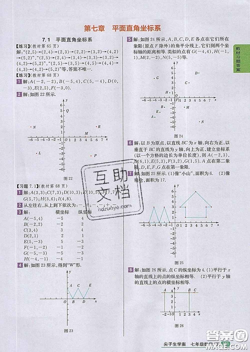 吉林人民出版社2020春尖子生學(xué)案七年級數(shù)學(xué)下冊人教版答案