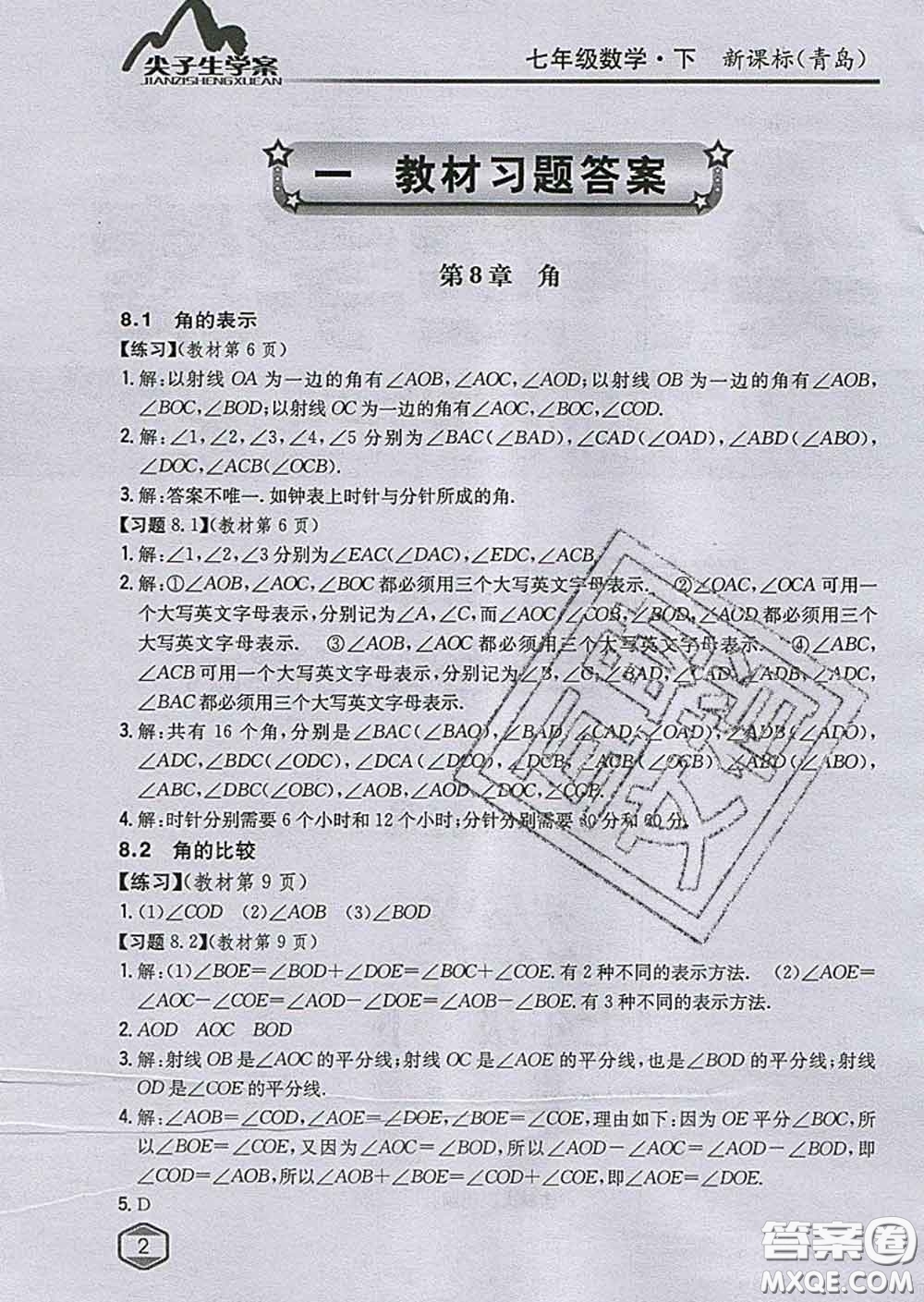 吉林人民出版社2020春尖子生學案七年級數(shù)學下冊青島版答案