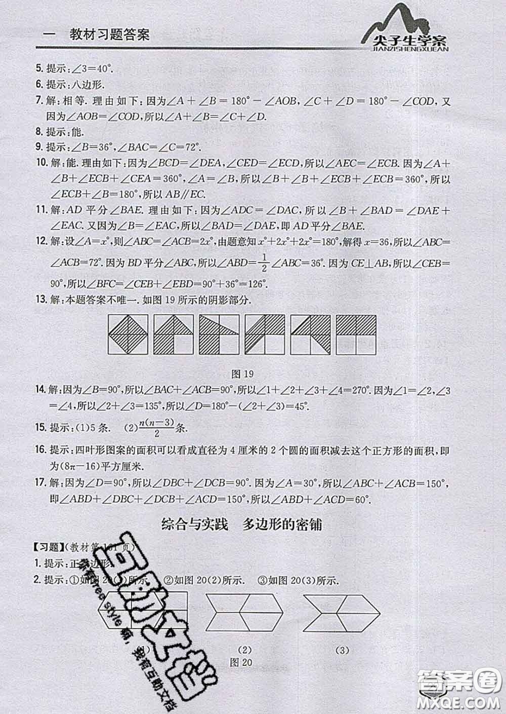 吉林人民出版社2020春尖子生學案七年級數(shù)學下冊青島版答案