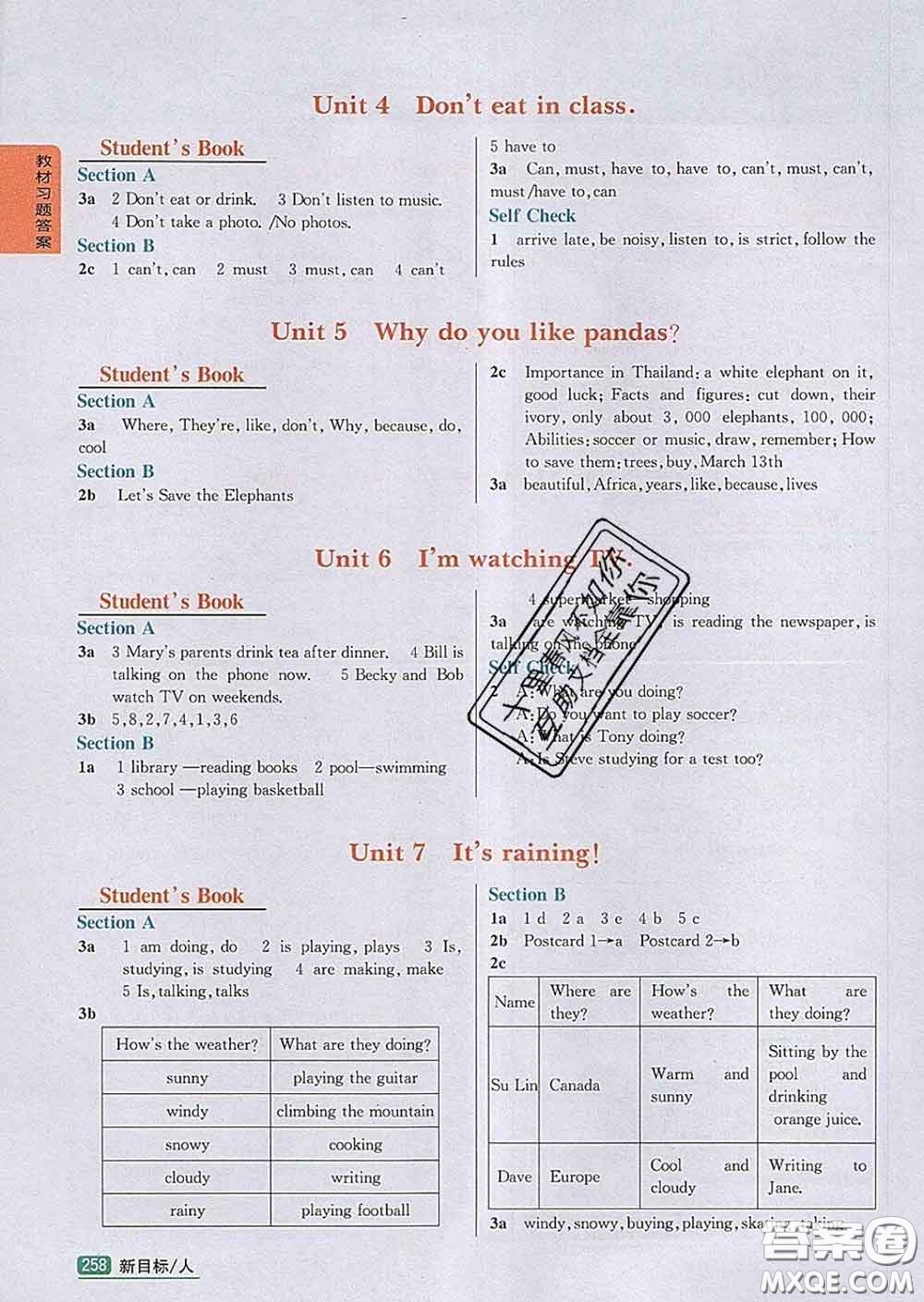 吉林人民出版社2020春尖子生學(xué)案七年級(jí)英語(yǔ)下冊(cè)人教版答案