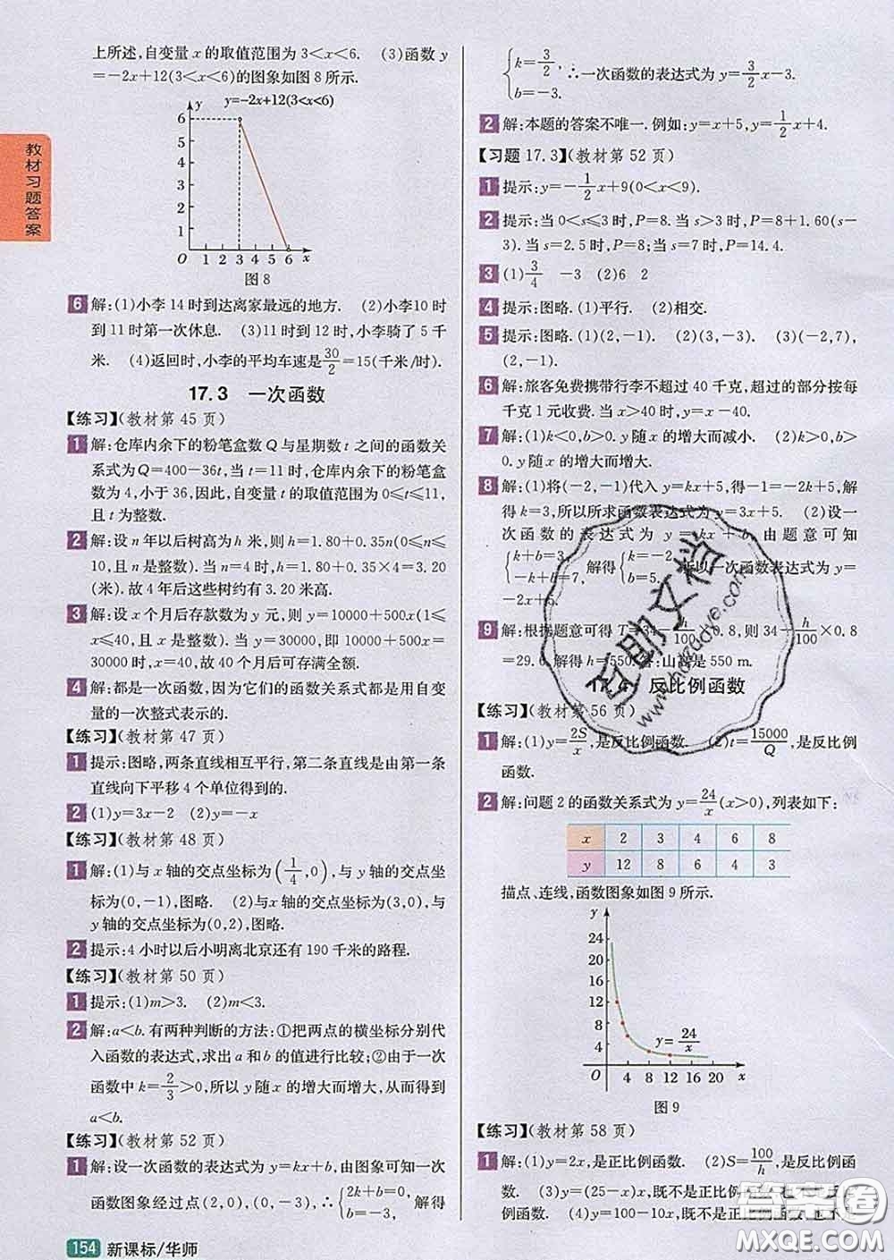 吉林人民出版社2020春尖子生學(xué)案八年級(jí)數(shù)學(xué)下冊(cè)華師版答案