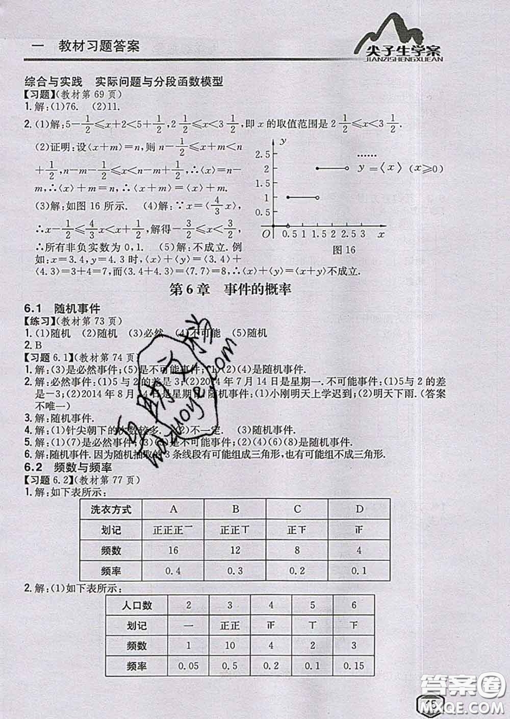 吉林人民出版社2020春尖子生學(xué)案九年級(jí)數(shù)學(xué)下冊青島版答案