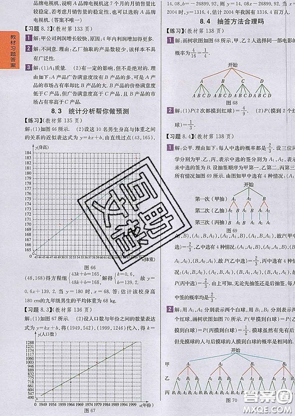 吉林人民出版社2020春尖子生學(xué)案九年級數(shù)學(xué)下冊蘇科版答案