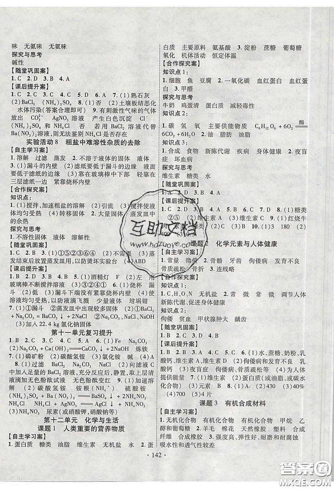 2020課堂導(dǎo)練1加5九年級(jí)化學(xué)下冊人教版答案