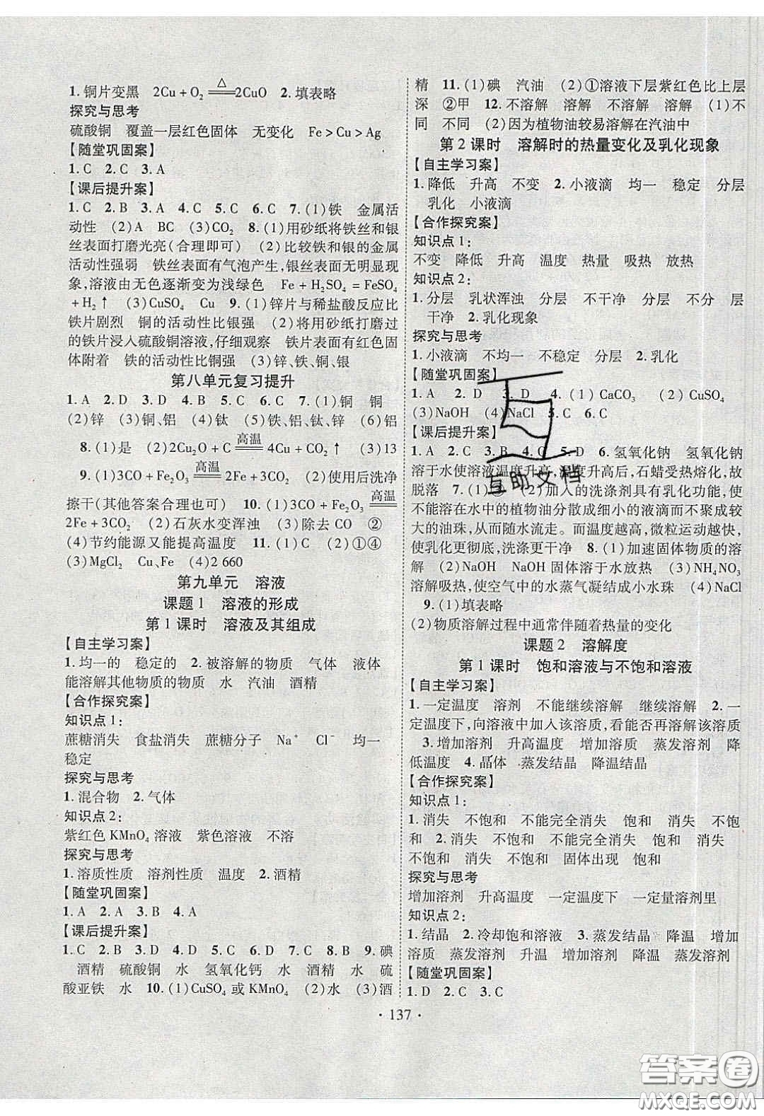 2020課堂導(dǎo)練1加5九年級(jí)化學(xué)下冊人教版答案