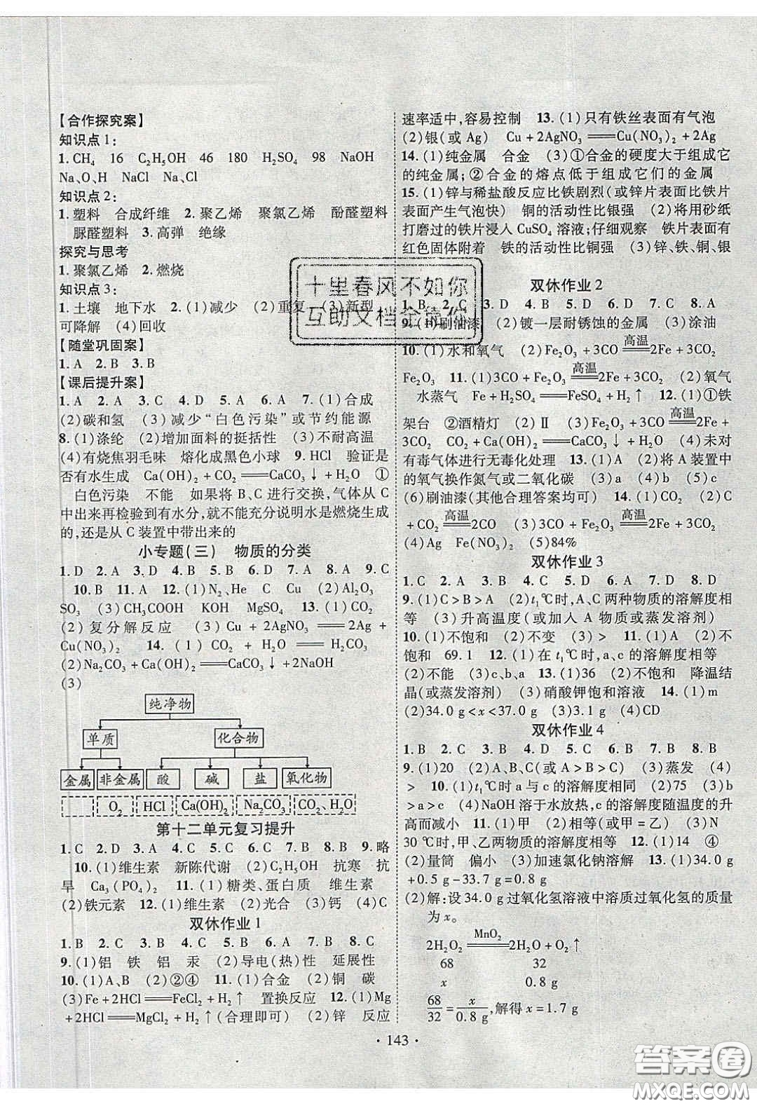 2020課堂導(dǎo)練1加5九年級(jí)化學(xué)下冊人教版答案