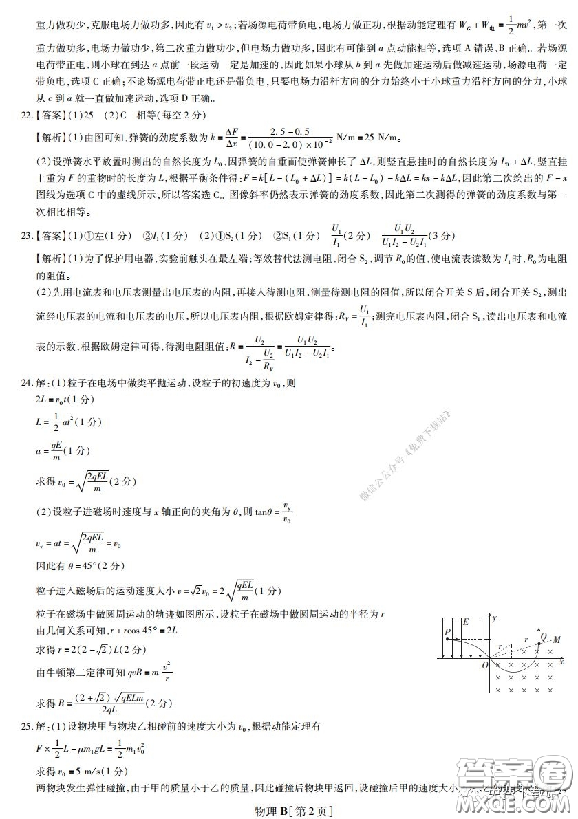 2020年名校學術聯(lián)盟高考模擬信息卷押題卷物理答案