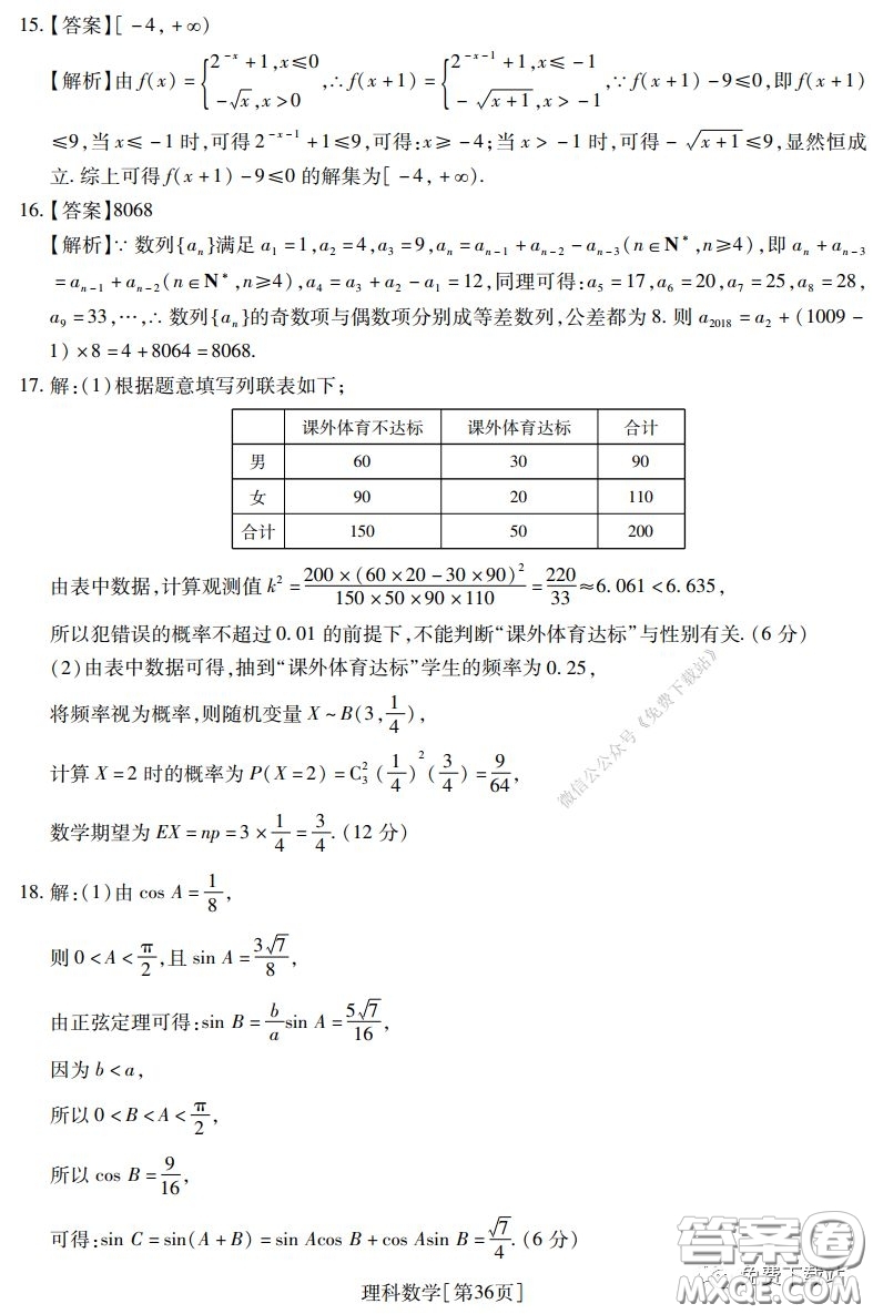 2020年普通高等學(xué)校招生全國統(tǒng)一考試高考仿真模擬信息卷押題卷六理科數(shù)學(xué)試題及答案