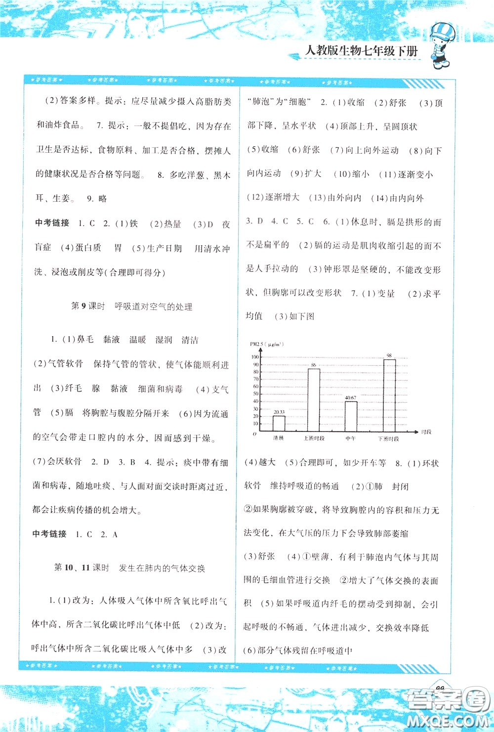 2020年課程基礎(chǔ)訓(xùn)練生物七年級(jí)下冊(cè)人教版參考答案