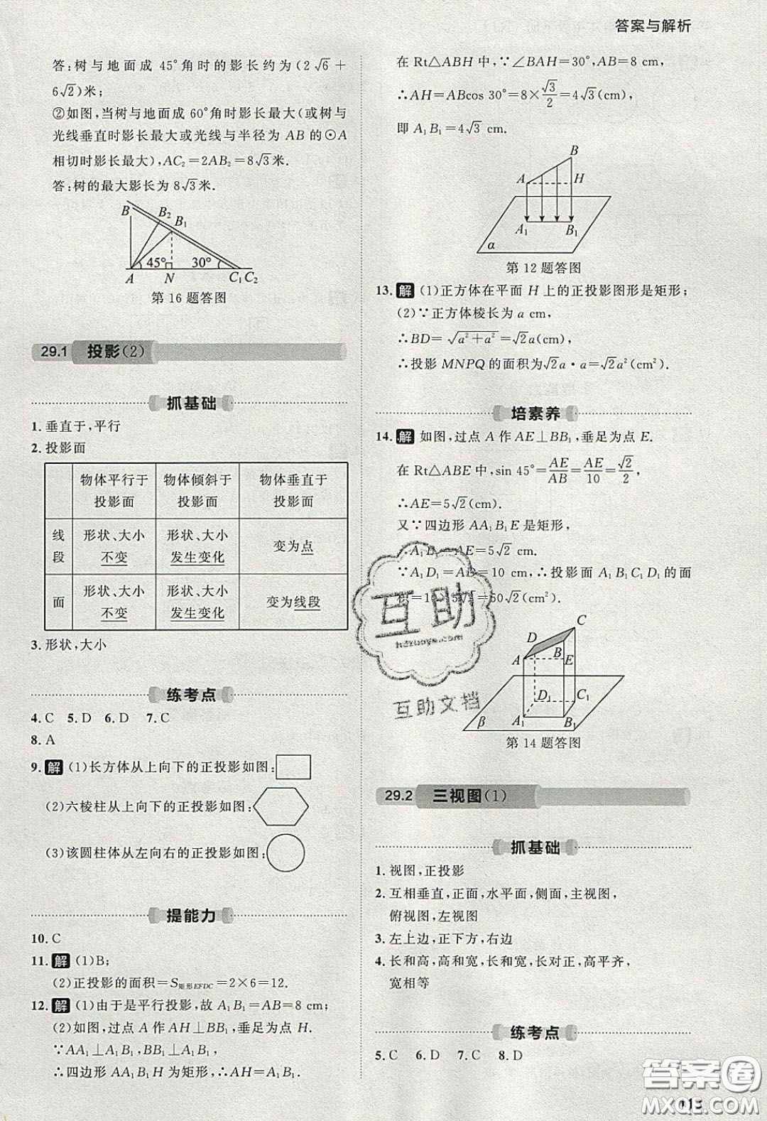 2020學(xué)透初中同步練習(xí)九年級數(shù)學(xué)下冊人教版答案