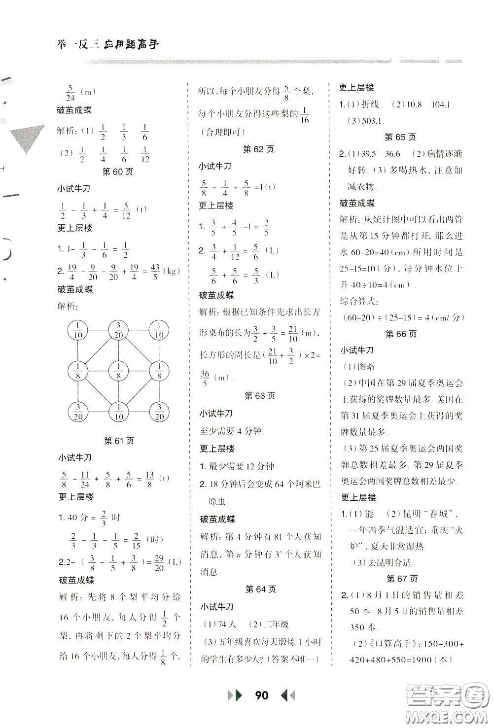 2020年舉一反三應(yīng)用題高手數(shù)學(xué)五年級下冊RJ人教版參考答案