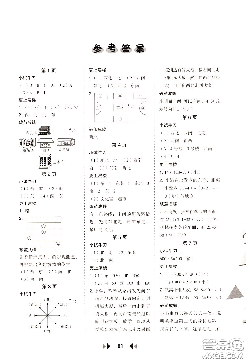 2020年舉一反三應(yīng)用題高手?jǐn)?shù)學(xué)三年級下冊RJ人教版參考答案