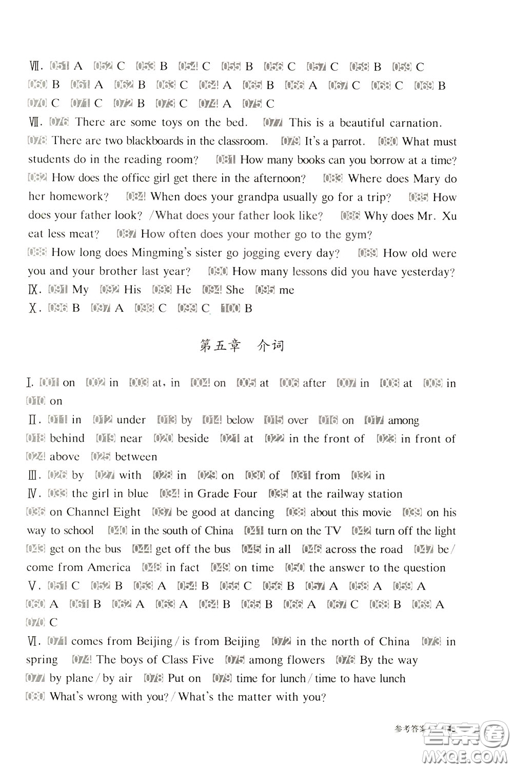 2020修訂版百題大過關(guān)小升初英語語言知識(shí)運(yùn)用百題參考答案