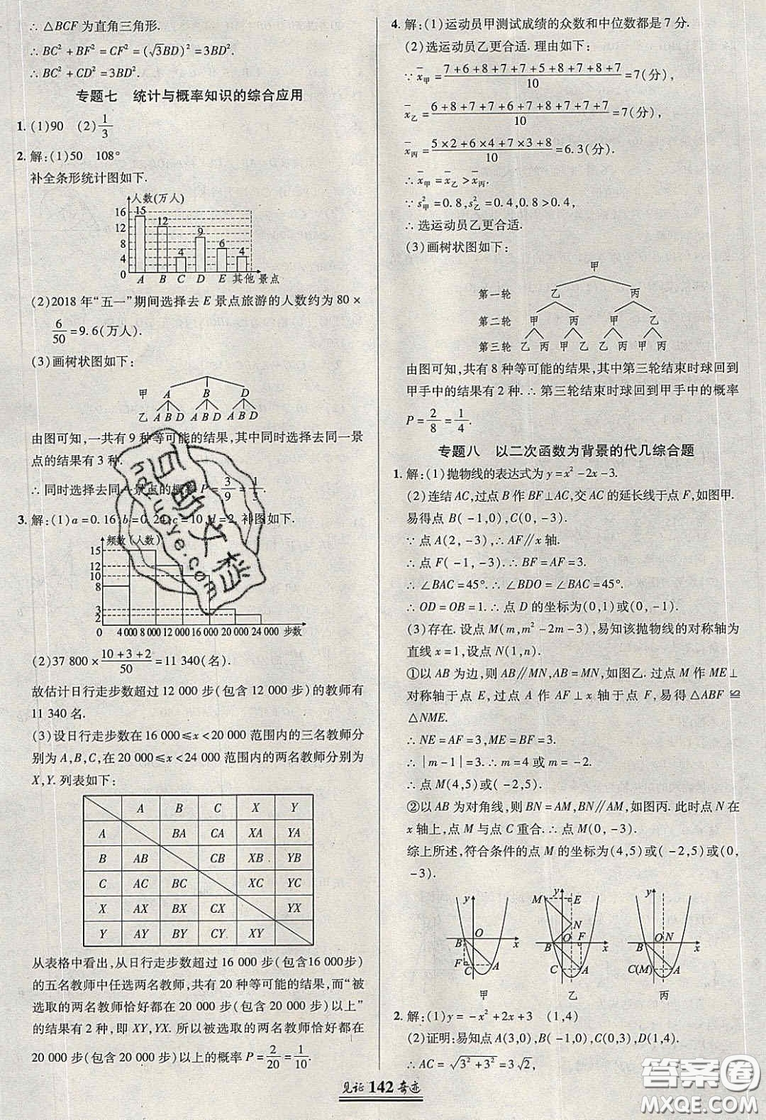 2020年見證奇跡英才學(xué)業(yè)設(shè)計與反饋九年級數(shù)學(xué)下冊華師大版答案