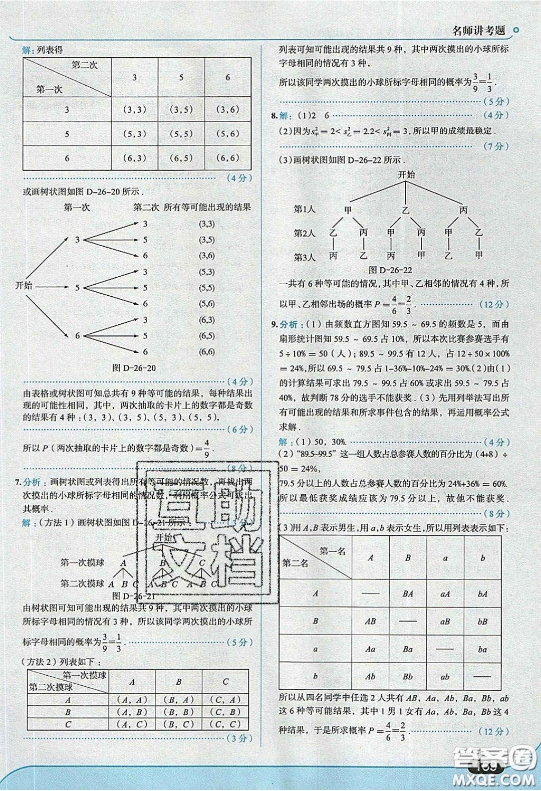 2020春走進(jìn)中考考場九年級下冊數(shù)學(xué)滬科版答案