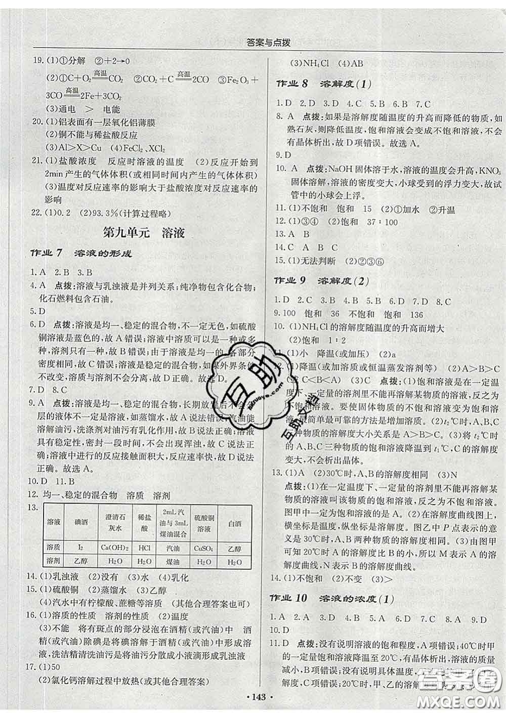 龍門書局2020新版啟東中學作業(yè)本九年級化學下冊滬教版答案