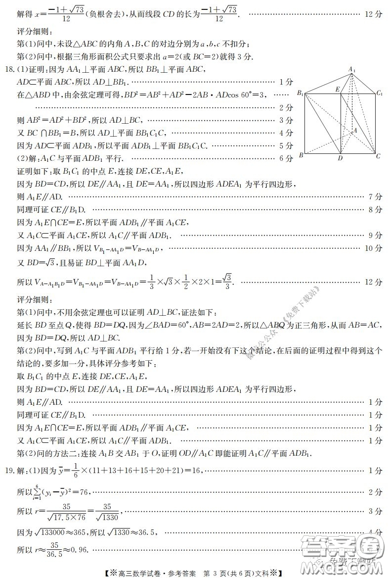 2020年金太陽高三聯(lián)考4001C文科數學試題及答案