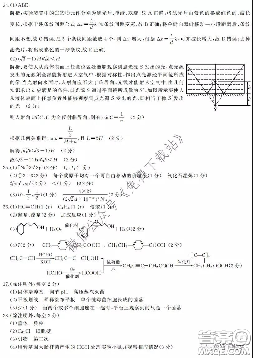 名校聯(lián)盟2020屆高三聯(lián)考評估卷六理科綜合試題及答案