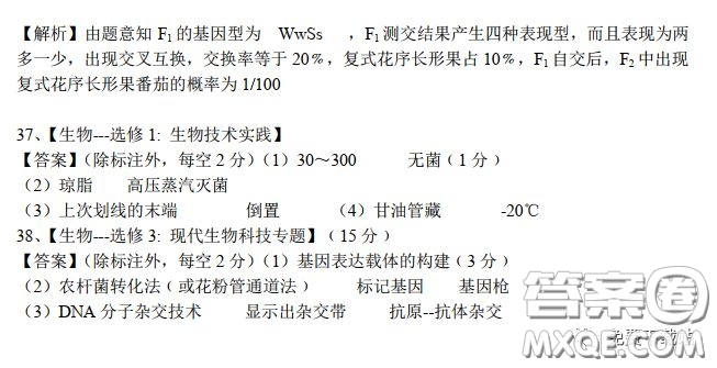 A佳教育2020年3月湖湘名校高三線上自主聯(lián)合檢測理科綜合答案