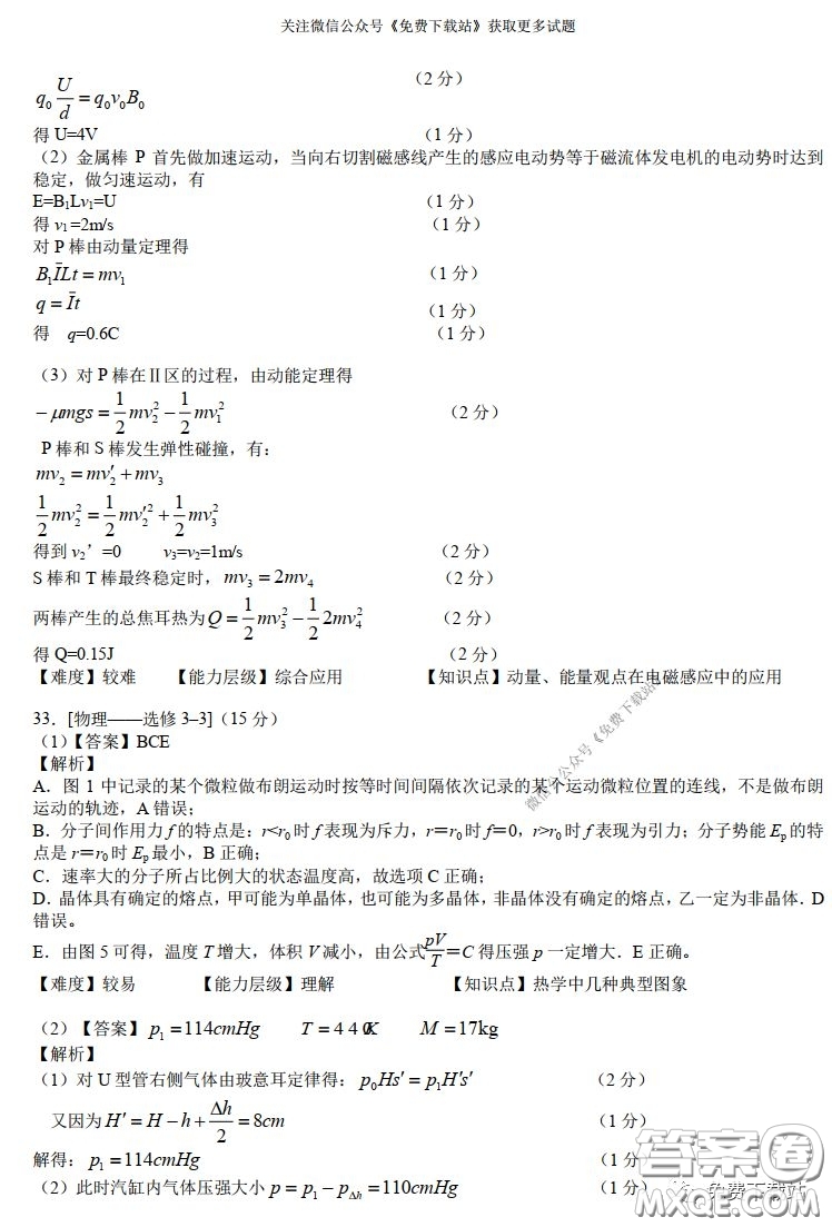 A佳教育2020年3月湖湘名校高三線上自主聯(lián)合檢測理科綜合答案