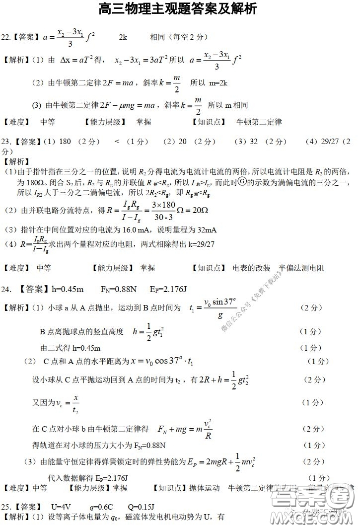 A佳教育2020年3月湖湘名校高三線上自主聯(lián)合檢測理科綜合答案