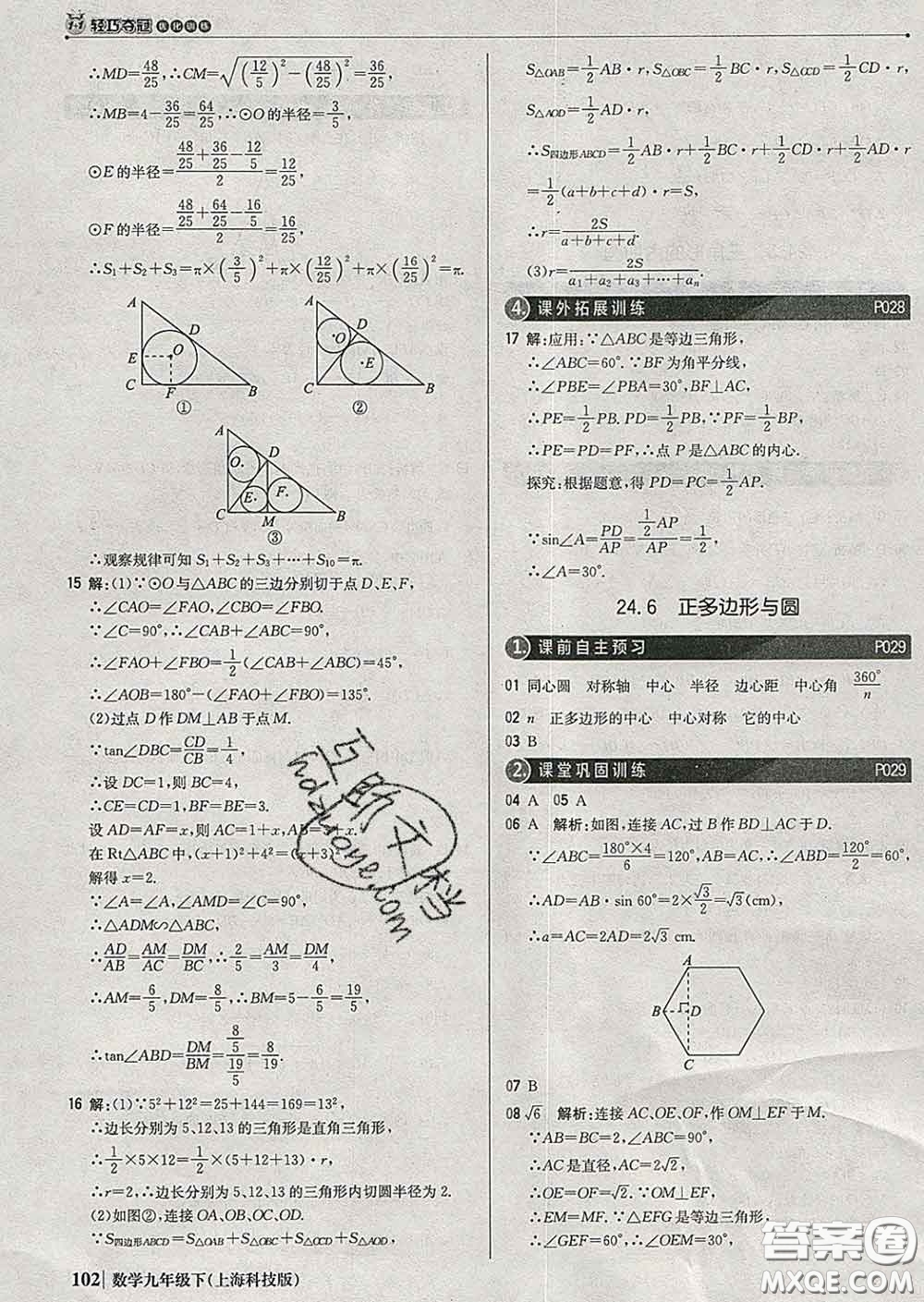 2020新版1加1輕巧奪冠優(yōu)化訓(xùn)練九年級(jí)數(shù)學(xué)下冊(cè)滬科版答案