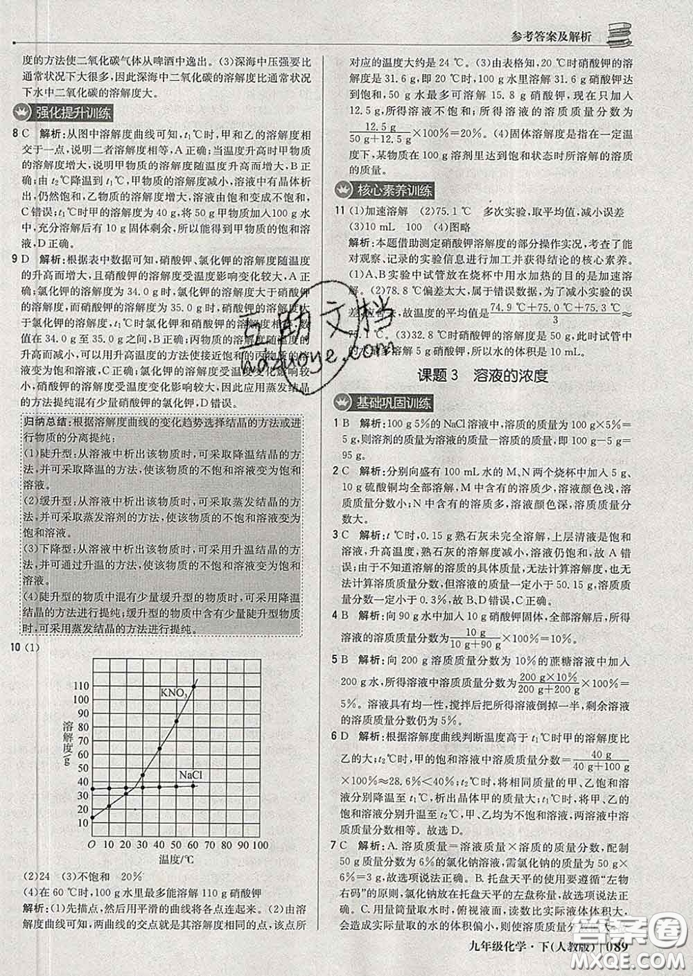 2020新版1加1輕巧奪冠優(yōu)化訓練九年級化學下冊人教版答案