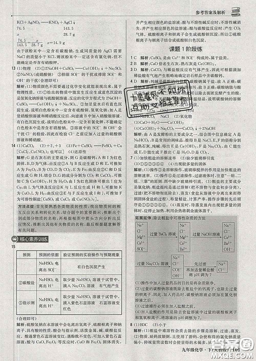 2020新版1加1輕巧奪冠優(yōu)化訓練九年級化學下冊人教版答案