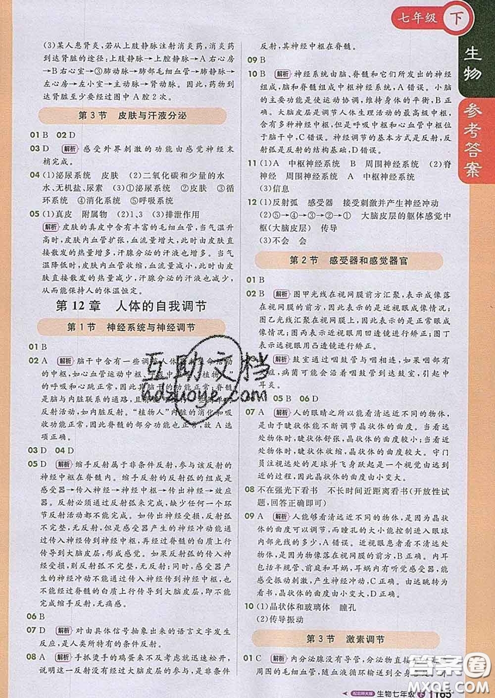 1加1輕巧奪冠課堂直播2020新版七年級生物下冊北師版答案