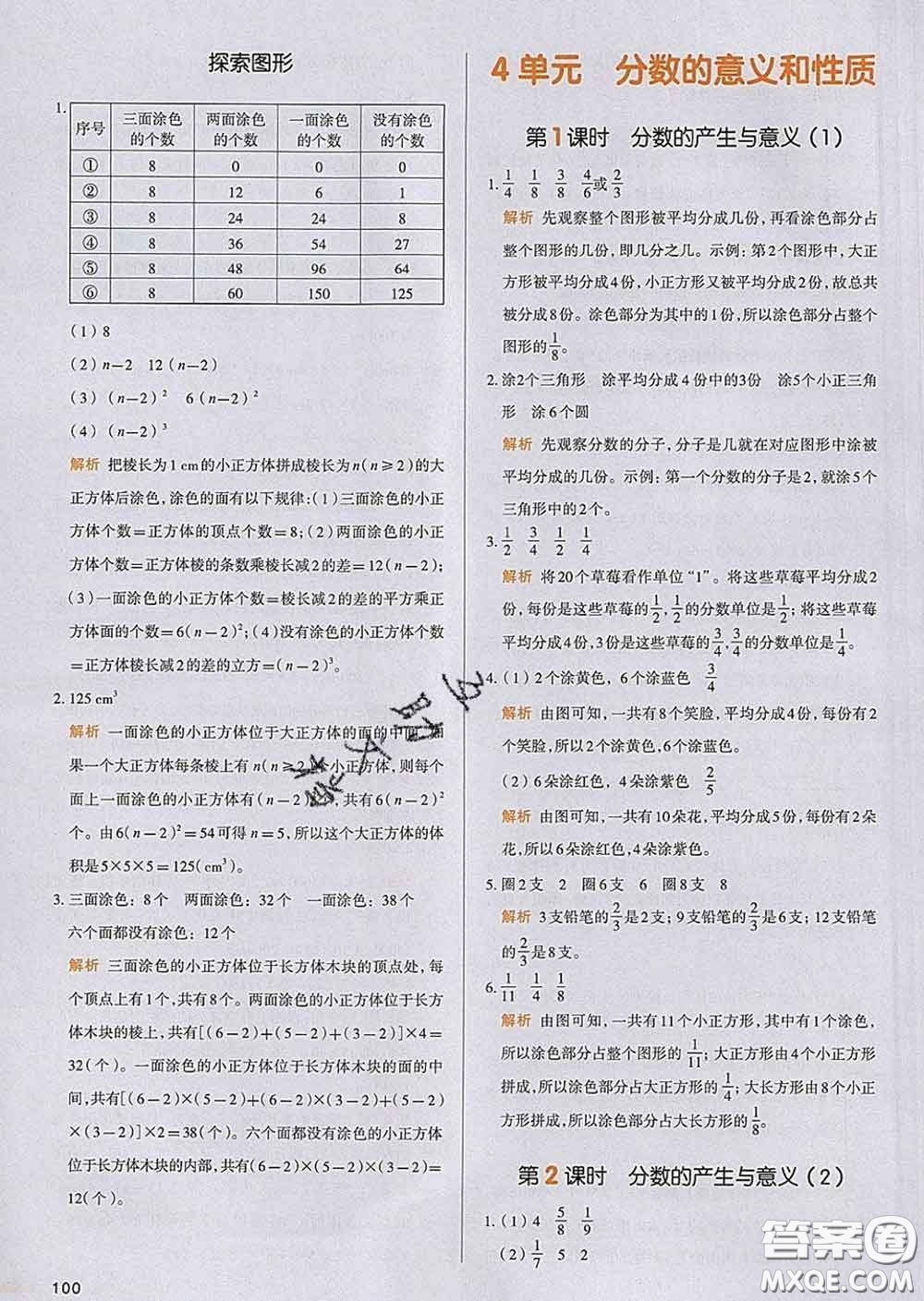 2020新版一本我愛寫作業(yè)小學數(shù)學五年級下冊人教版答案