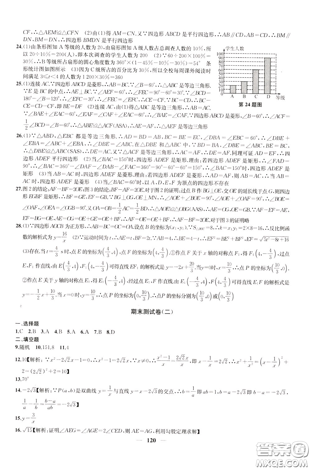 2020版沖刺名校大試卷八年級(jí)下冊(cè)數(shù)學(xué)國(guó)標(biāo)江蘇版參考答案