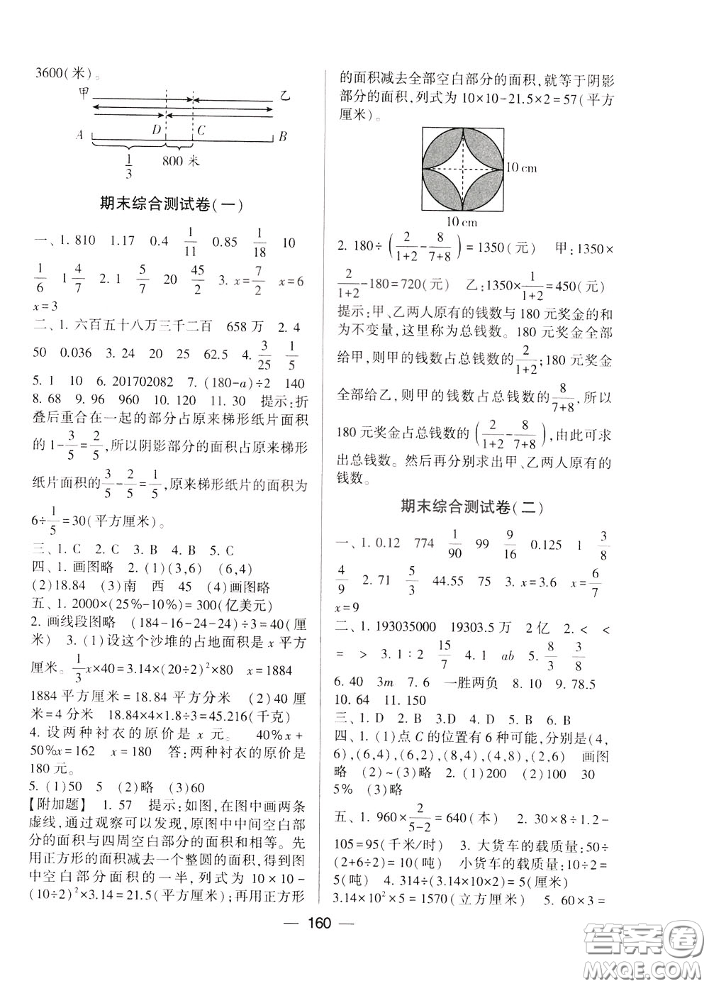 2020年學(xué)霸提優(yōu)大試卷數(shù)學(xué)六年級(jí)下冊(cè)江蘇國標(biāo)參考答案