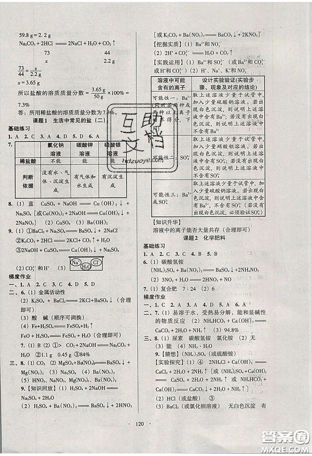 2020年53045模塊式訓練法九年級化學下冊人教版答案