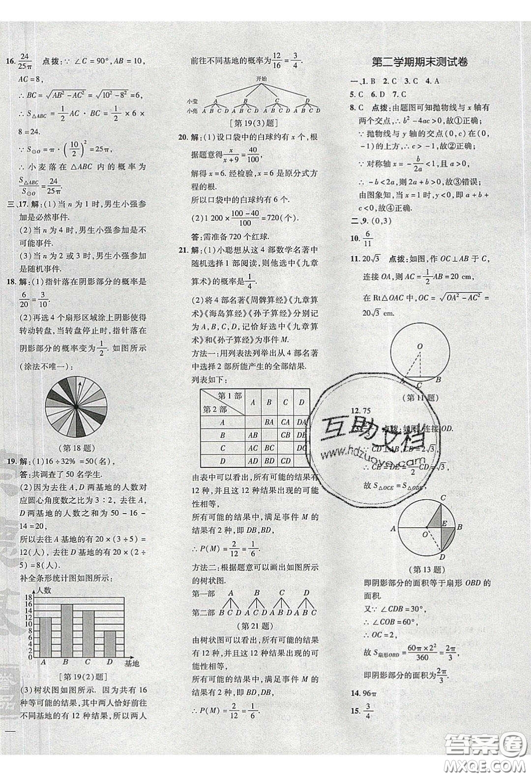 2020榮德基點撥訓(xùn)練九年級數(shù)學(xué)下冊湘教版答案