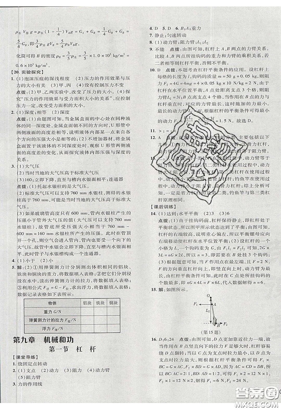 2020榮德基點(diǎn)撥訓(xùn)練八年級(jí)物理下冊(cè)北師大版答案