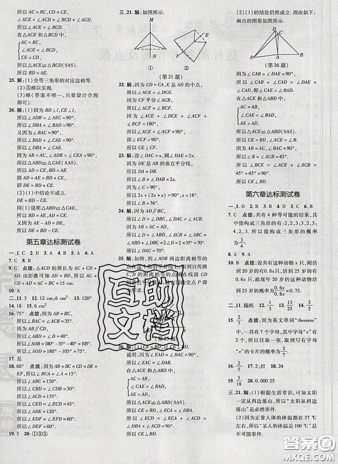 2020榮德基點(diǎn)撥訓(xùn)練七年級數(shù)學(xué)下冊北師大版答案