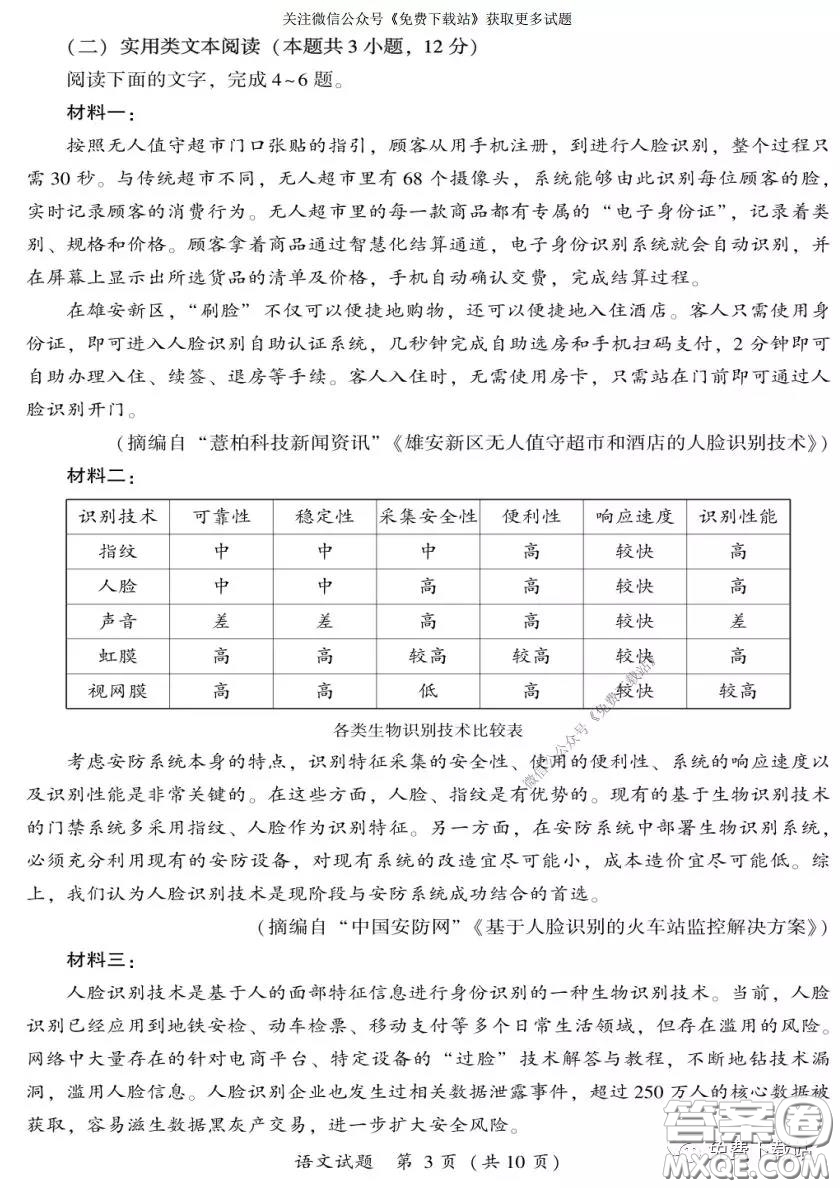 2020年莆田市高中畢業(yè)班教學(xué)質(zhì)量檢測(cè)試卷語文試題及答案