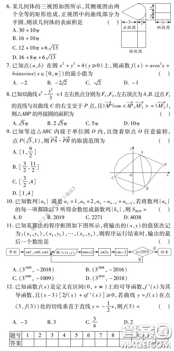 金學(xué)導(dǎo)航2020屆高三模擬卷理科數(shù)學(xué)試題及答案