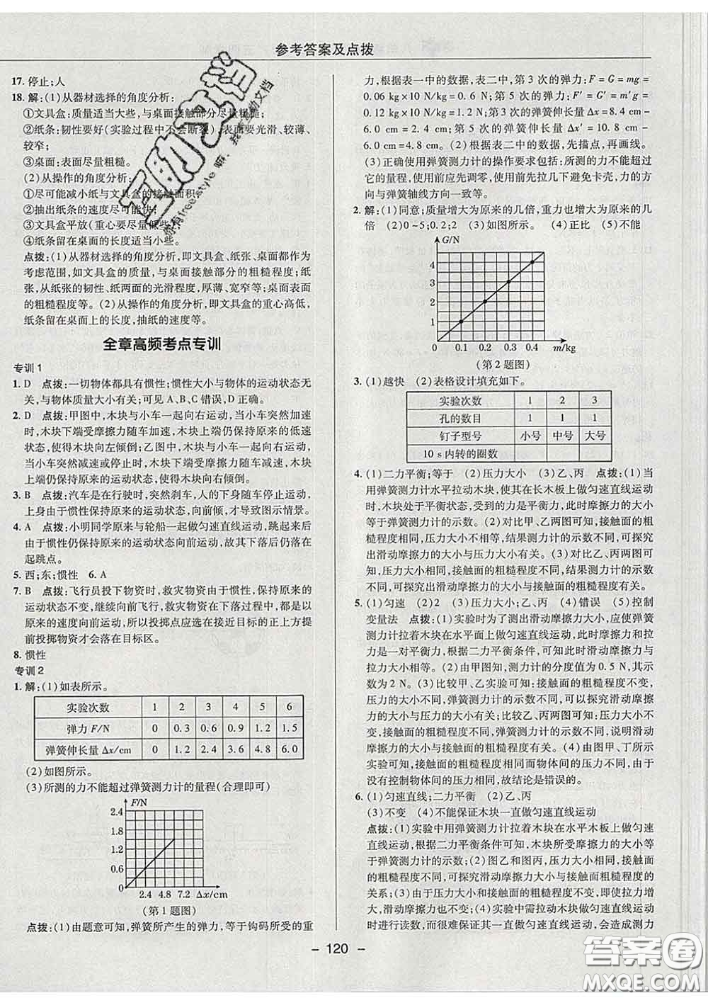 2020春綜合應(yīng)用創(chuàng)新題典中點(diǎn)八年級物理下冊魯科版五四制答案