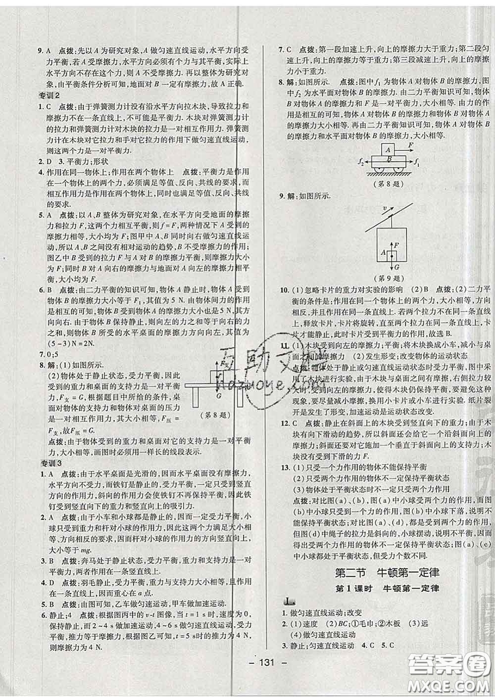 2020春綜合應(yīng)用創(chuàng)新題典中點(diǎn)八年級(jí)物理下冊(cè)蘇科版答案