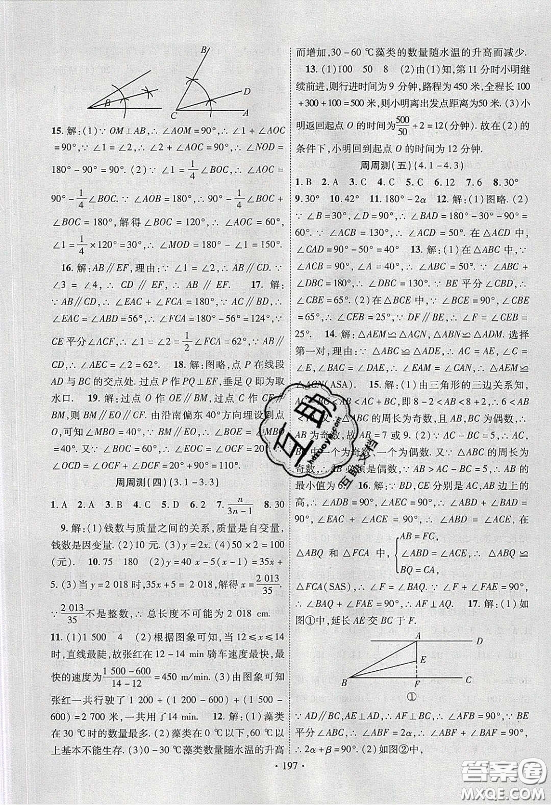 新疆文化出版社2020春課時(shí)掌控七年級(jí)數(shù)學(xué)下冊(cè)北師大版答案