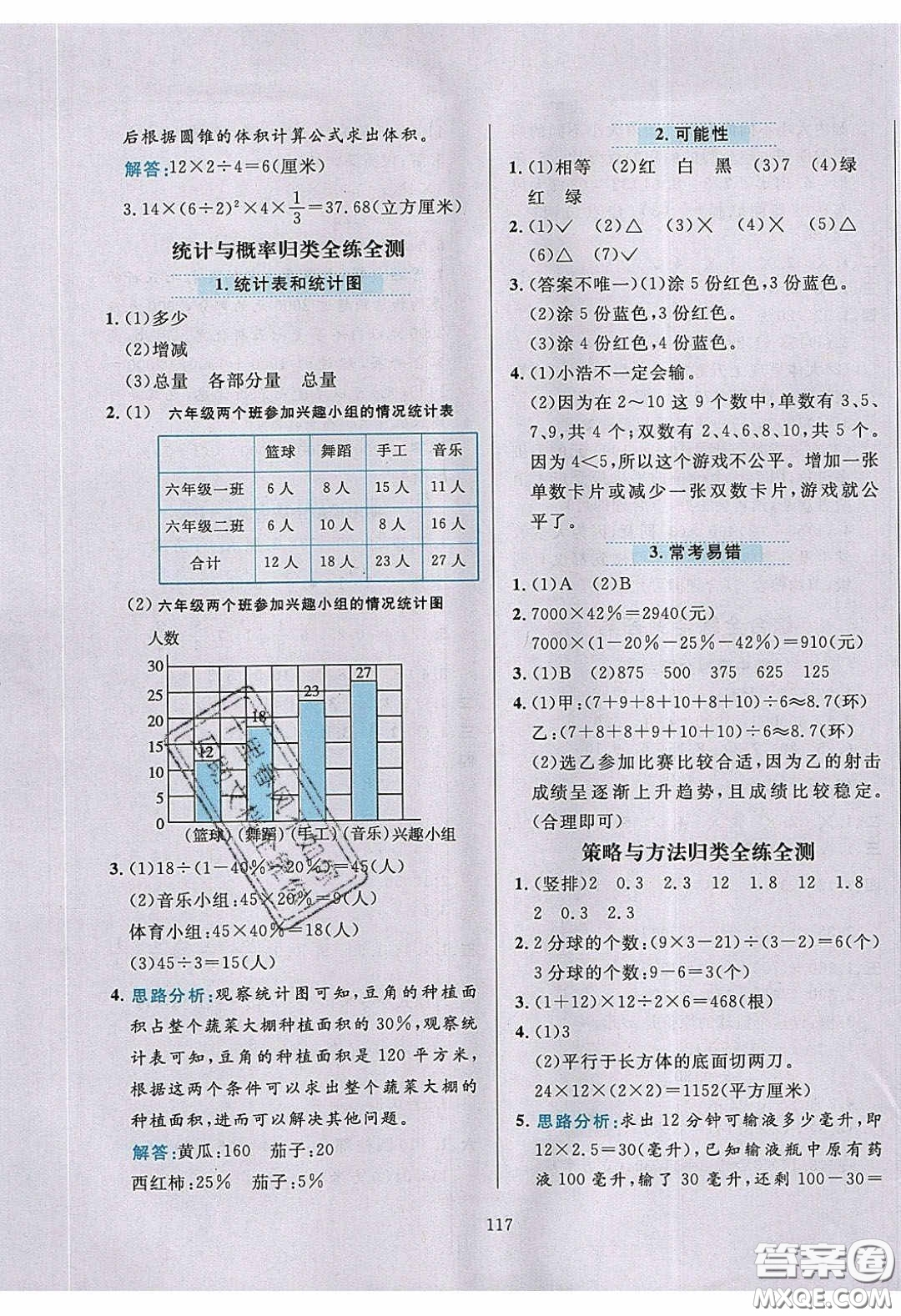 2020年小學(xué)教材全練六年級(jí)數(shù)學(xué)下冊(cè)青島版六三制答案