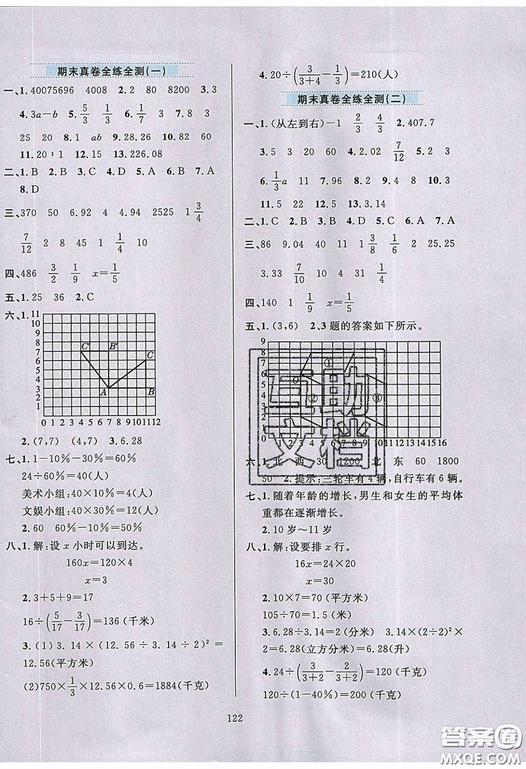 2020年小學(xué)教材全練六年級(jí)數(shù)學(xué)下冊(cè)青島版六三制答案