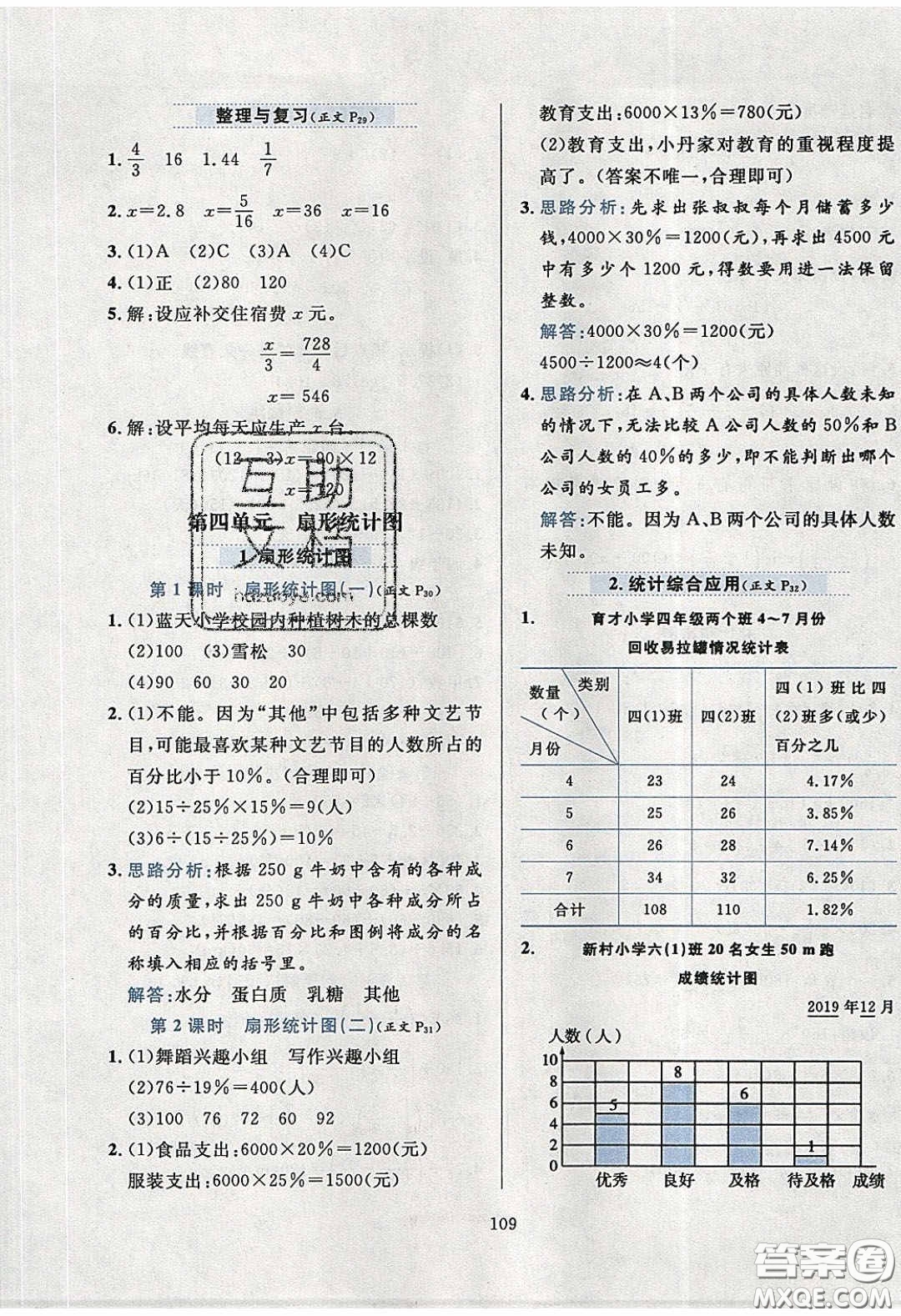 2020年小學(xué)教材全練六年級數(shù)學(xué)下冊西師大版答案